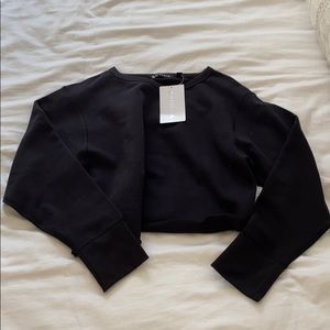 Athleta Raw Edge Cropped Sweatshirt XS black